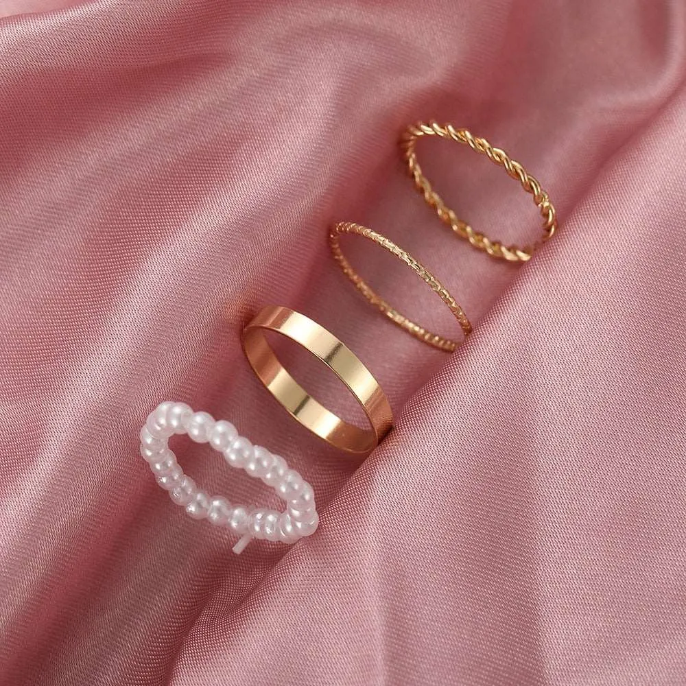 Gold Color Rings Set for Women Girls Punk Geometric Simple Finger Rings Trend Jewelry