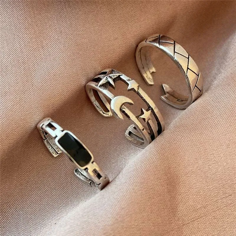 Gold Color Rings Set for Women Girls Punk Geometric Simple Finger Rings Trend Jewelry