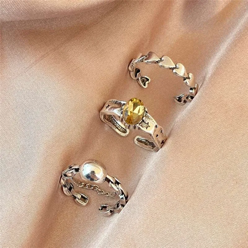 Gold Color Rings Set for Women Girls Punk Geometric Simple Finger Rings Trend Jewelry