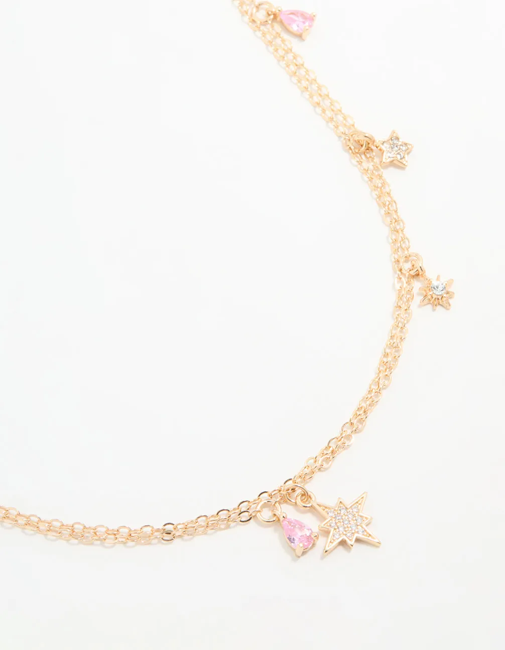 Gold Cubic Zirconia Star Charm Necklace