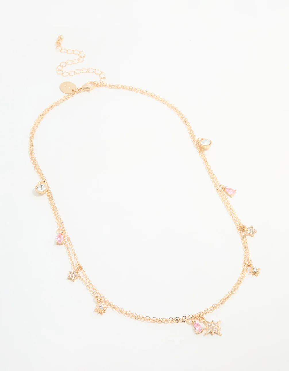 Gold Cubic Zirconia Star Charm Necklace