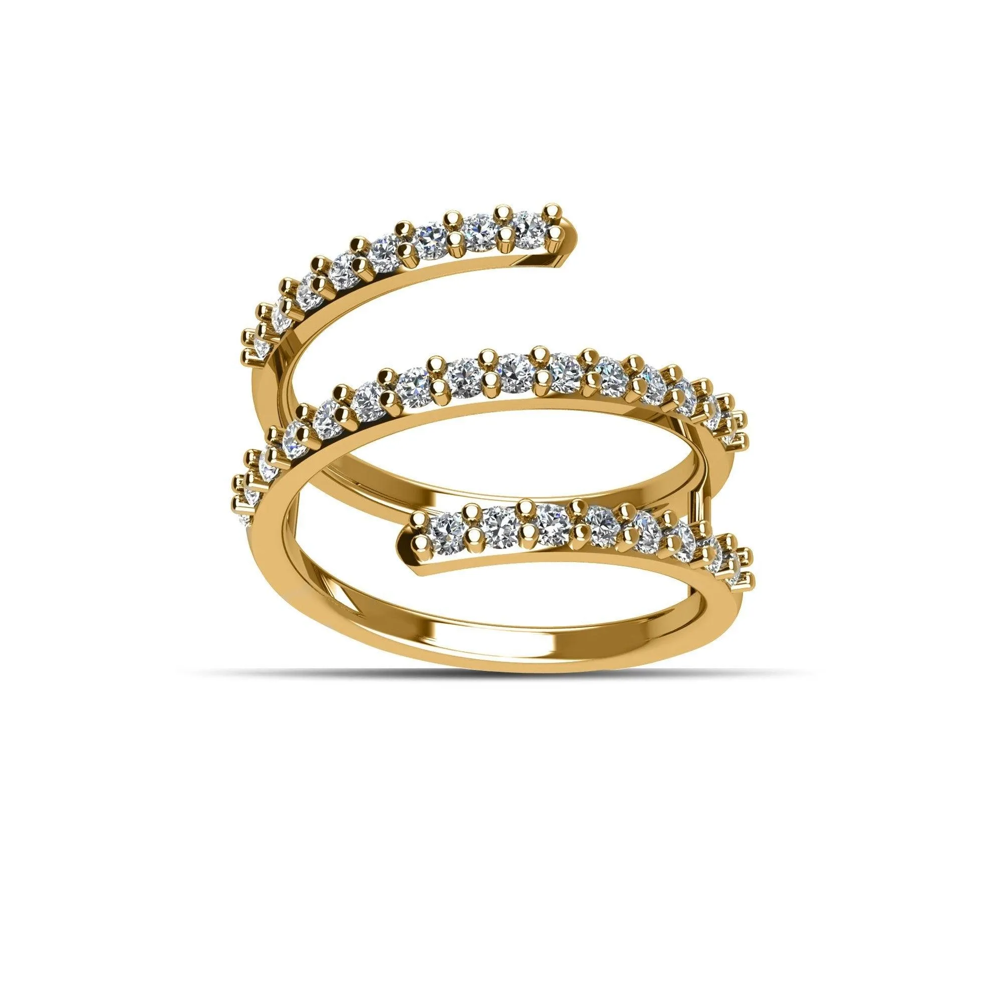 Gold-Plated Cubic Zirconia Fashion Geo Ring in Sterling Silver