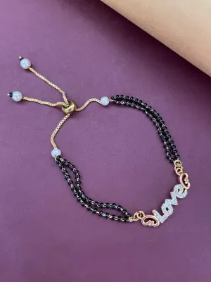 Gold Plated Love Pendant AD Adjustable Mangalsutra Bracelet