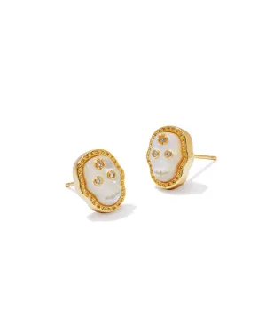 Gold Skeleton Stud Earring - Mother of Pearl