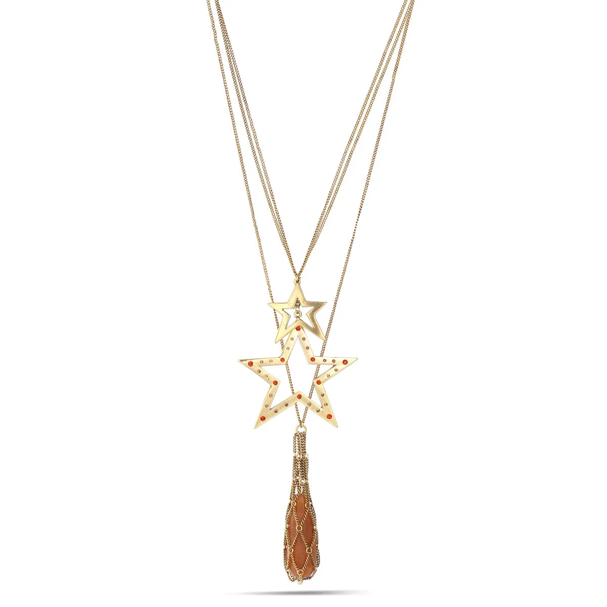 GOLD STAR CRYSTAL DROP NECKLACES #193RD1501 (2B2)