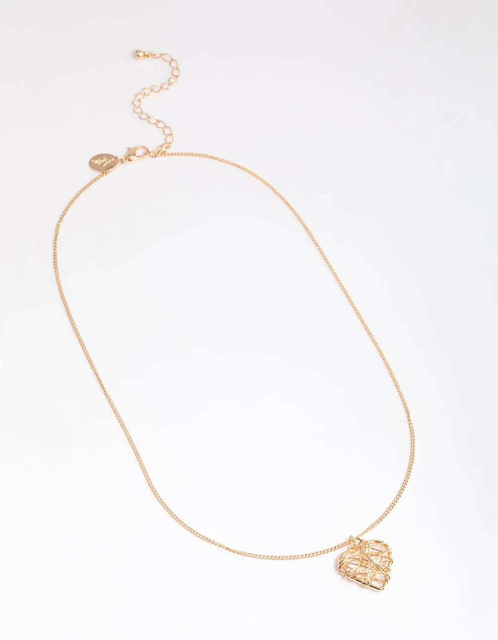 Gold Wrapped Heart Pendant Necklace
