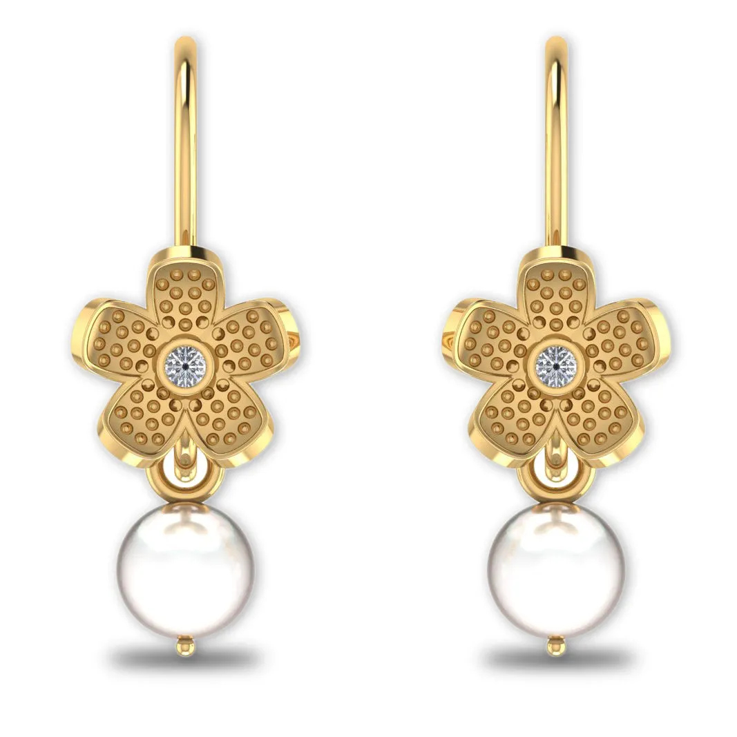 GoldPlated 925 Sterling Silver Pearl Drop Stud Earrings For Women