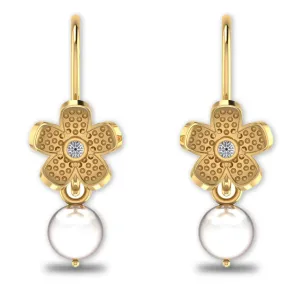 GoldPlated 925 Sterling Silver Pearl Drop Stud Earrings For Women