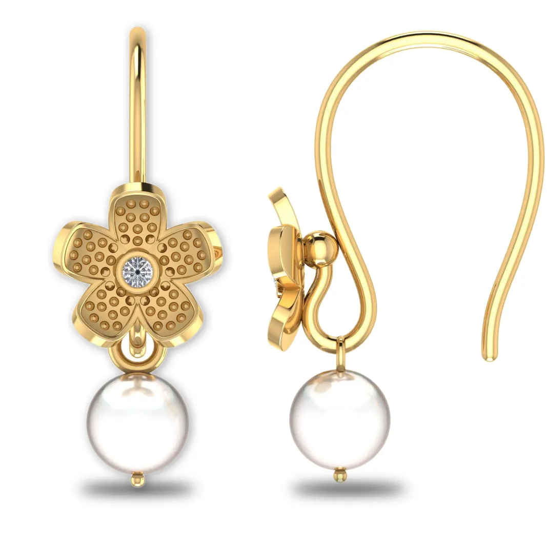 GoldPlated 925 Sterling Silver Pearl Drop Stud Earrings For Women