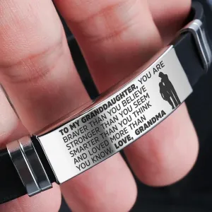 Grandma to Granddaughter Engraved Bracelets - Steel & Silicone, Free Shipping in USA