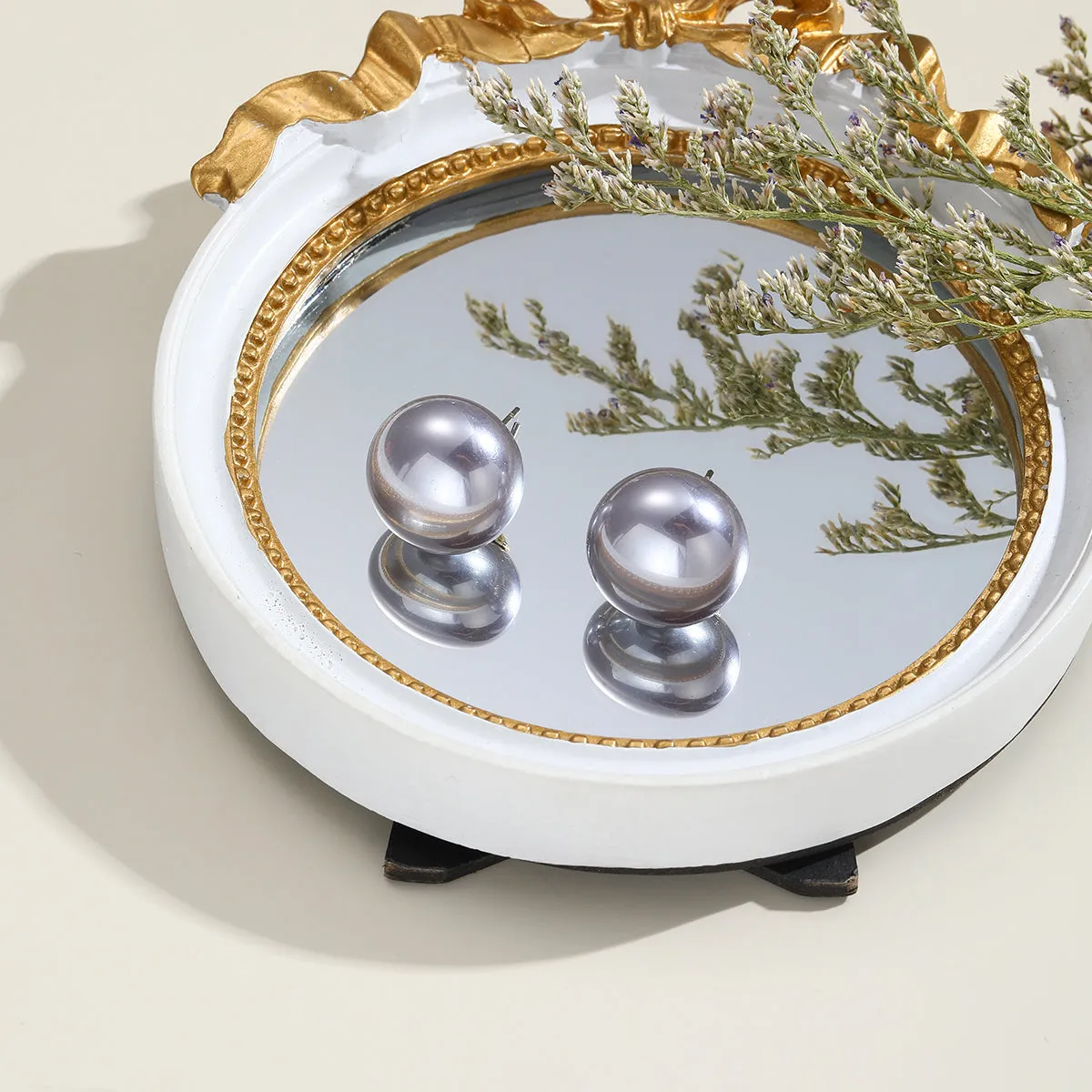 Gray Pearl & 18K Gold-Plated Stud Earrings