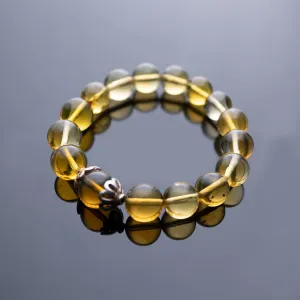 Green Amber Beaded Bracelet, 10mm-12mm Beads