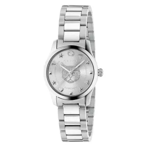 Gucci G-Timeless Silver Stainless Steel Silver Dial Quartz Watch for Ladies - GUCCI YA 126595