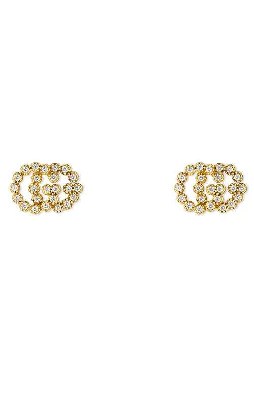 Gucci GG Running Stud Earrings 18k Yellow Gold & Diamonds YBD48167600100U