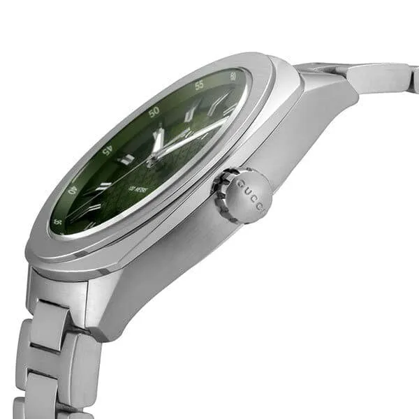 Gucci GG2570 Silver Stainless Steel Green Dial Quartz Watch for Gents - YA142313
