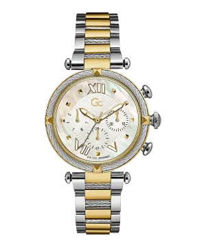Guess Collection Cable Chic Two-tone Stainless Steel Mother of pearl Dial Quartz Watch for Ladies - Y16020L1MF