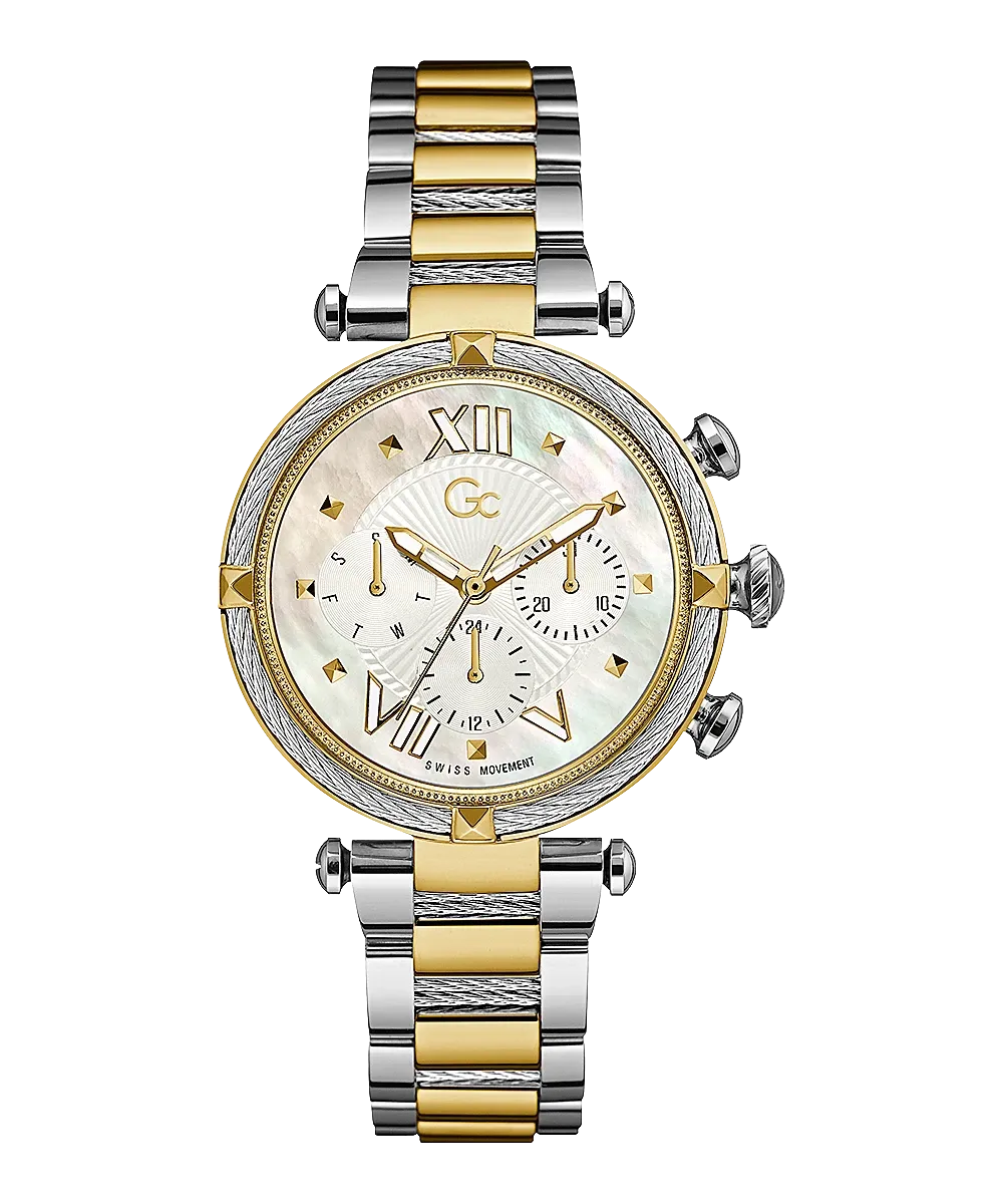 Guess Collection Cable Chic Two-tone Stainless Steel Mother of pearl Dial Quartz Watch for Ladies - Y16020L1MF