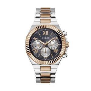Guess Equity Two-tone Stainless Steel Black Dial Chronograph Quartz Watch for Gents - GW0703G4