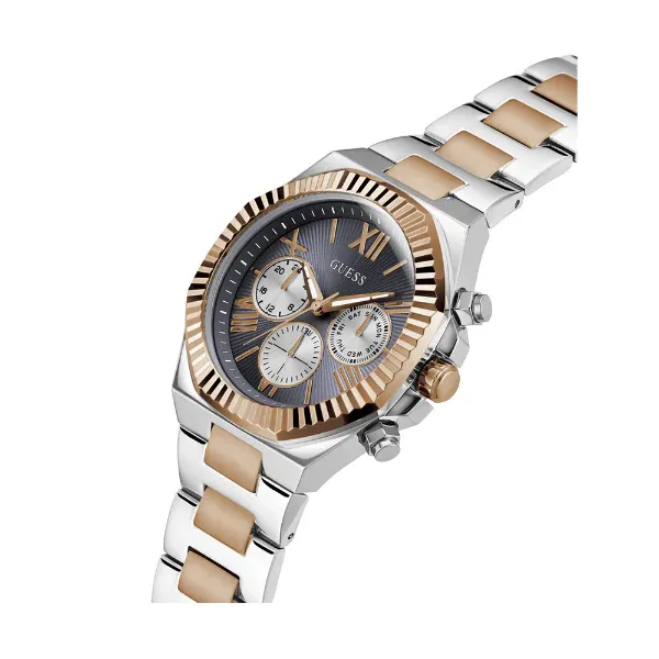 Guess Equity Two-tone Stainless Steel Black Dial Chronograph Quartz Watch for Gents - GW0703G4