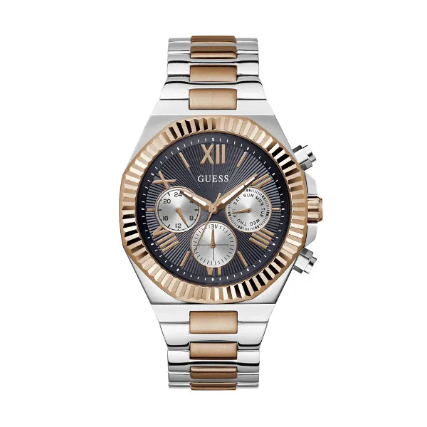 Guess Equity Two-tone Stainless Steel Black Dial Chronograph Quartz Watch for Gents - GW0703G4