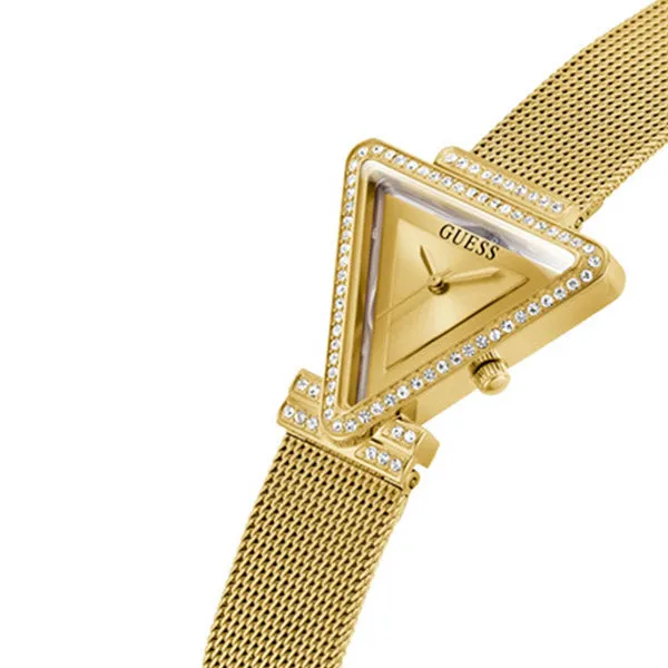 Guess Fame Gold Mesh Bracelet Gold Dial Quartz Watch for Ladies - GW0508L2