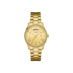 Guess Ladies Watch IP Gold Case With Golden Dial & Golden Metal Bracelet