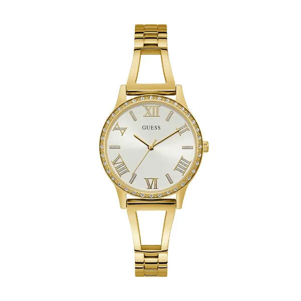 Guess Lucy Gold Stainless Steel Silver Dial Quartz Watch for Ladies - W1208L2