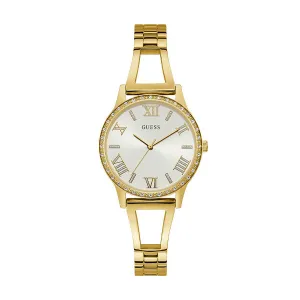 Guess Lucy Gold Stainless Steel Silver Dial Quartz Watch for Ladies - W1208L2