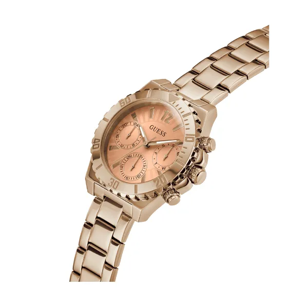 Guess Phoebe Rose Gold Stainless Steel Orange Dial Chronograph Quartz Watch for Ladies - GW0696L3