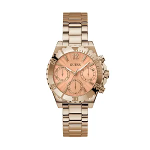 Guess Phoebe Rose Gold Stainless Steel Orange Dial Chronograph Quartz Watch for Ladies - GW0696L3