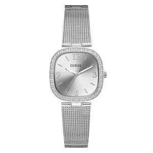 Guess Tapestry Silver Mesh Bracelet Silver Dial Quartz Watch for Ladies - GW0354L1