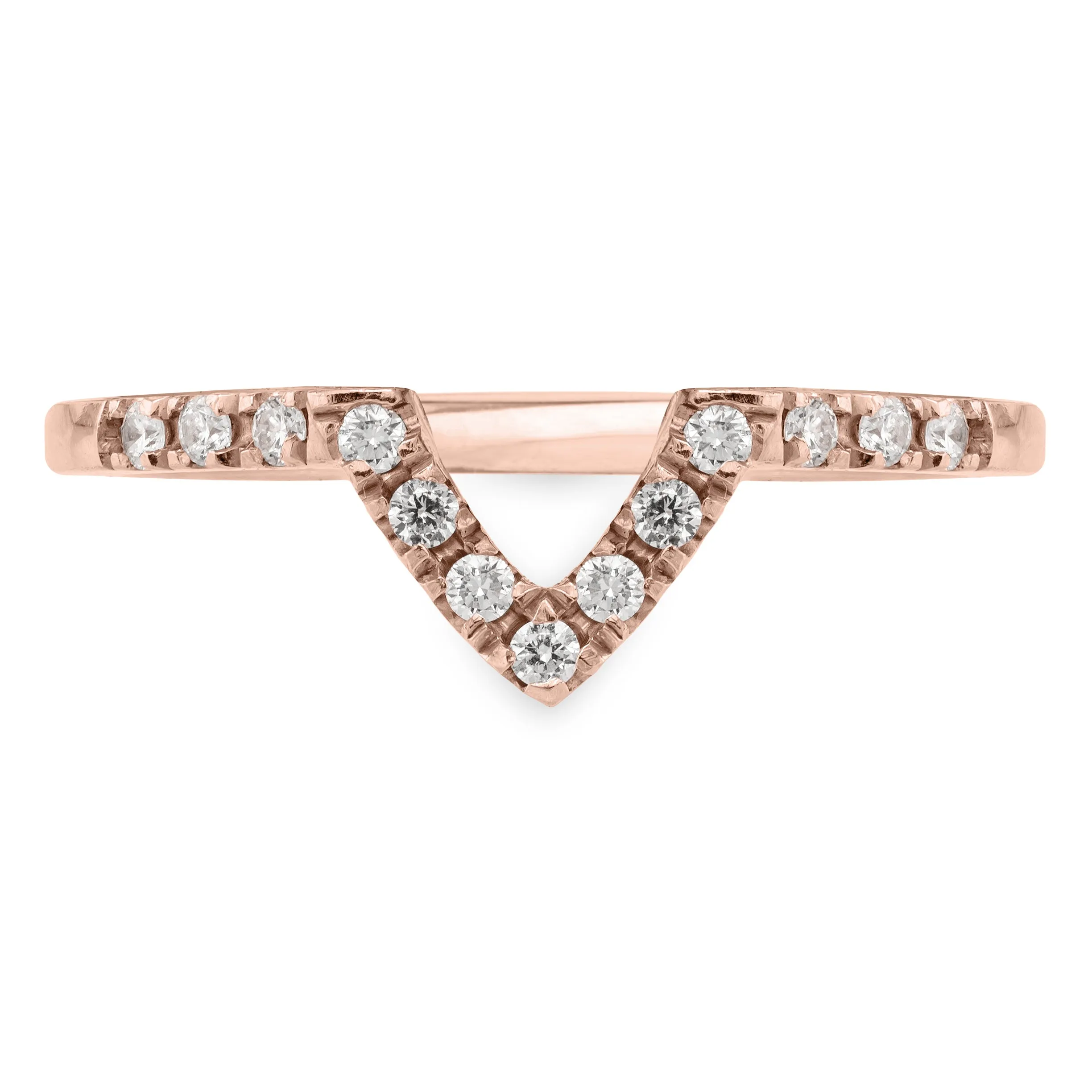 Half Eternity V Diamond Shadow Band, 14k Rose Gold