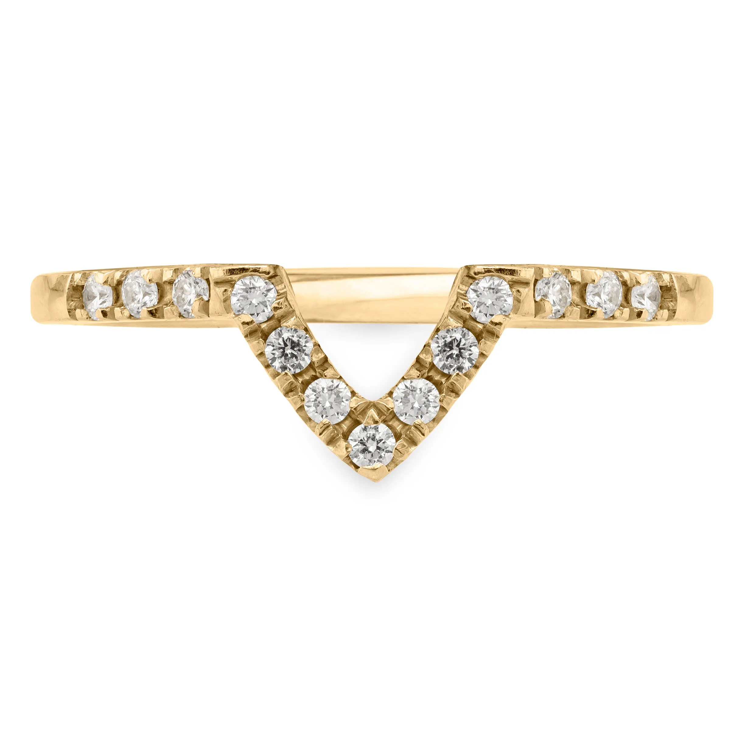 Half Eternity V Diamond Shadow Band, 14k Yellow Gold