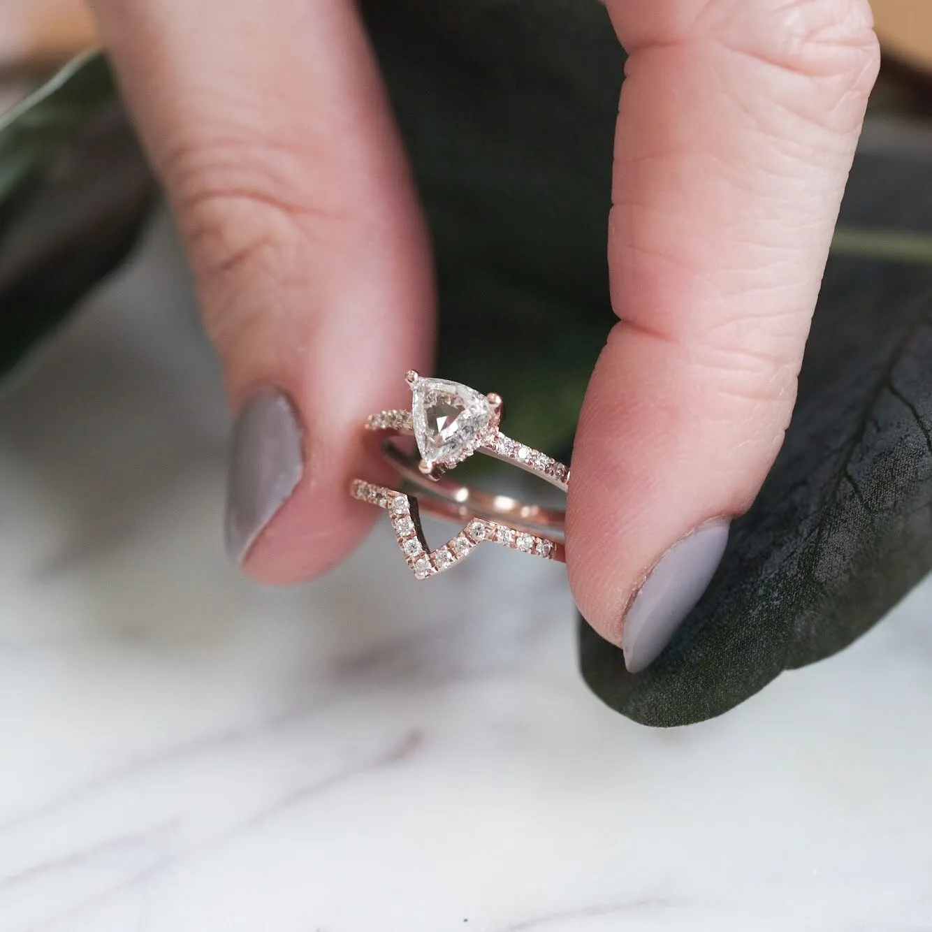 Half Eternity V Diamond Shadow Band, 14k Yellow Gold