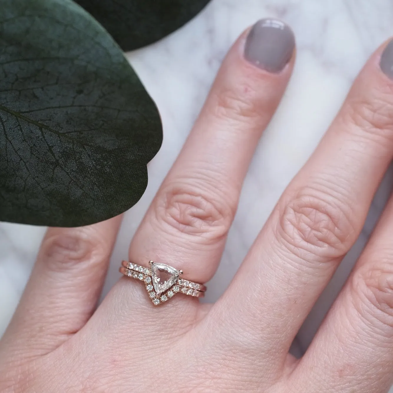 Half Eternity V Diamond Shadow Band, 14k Yellow Gold