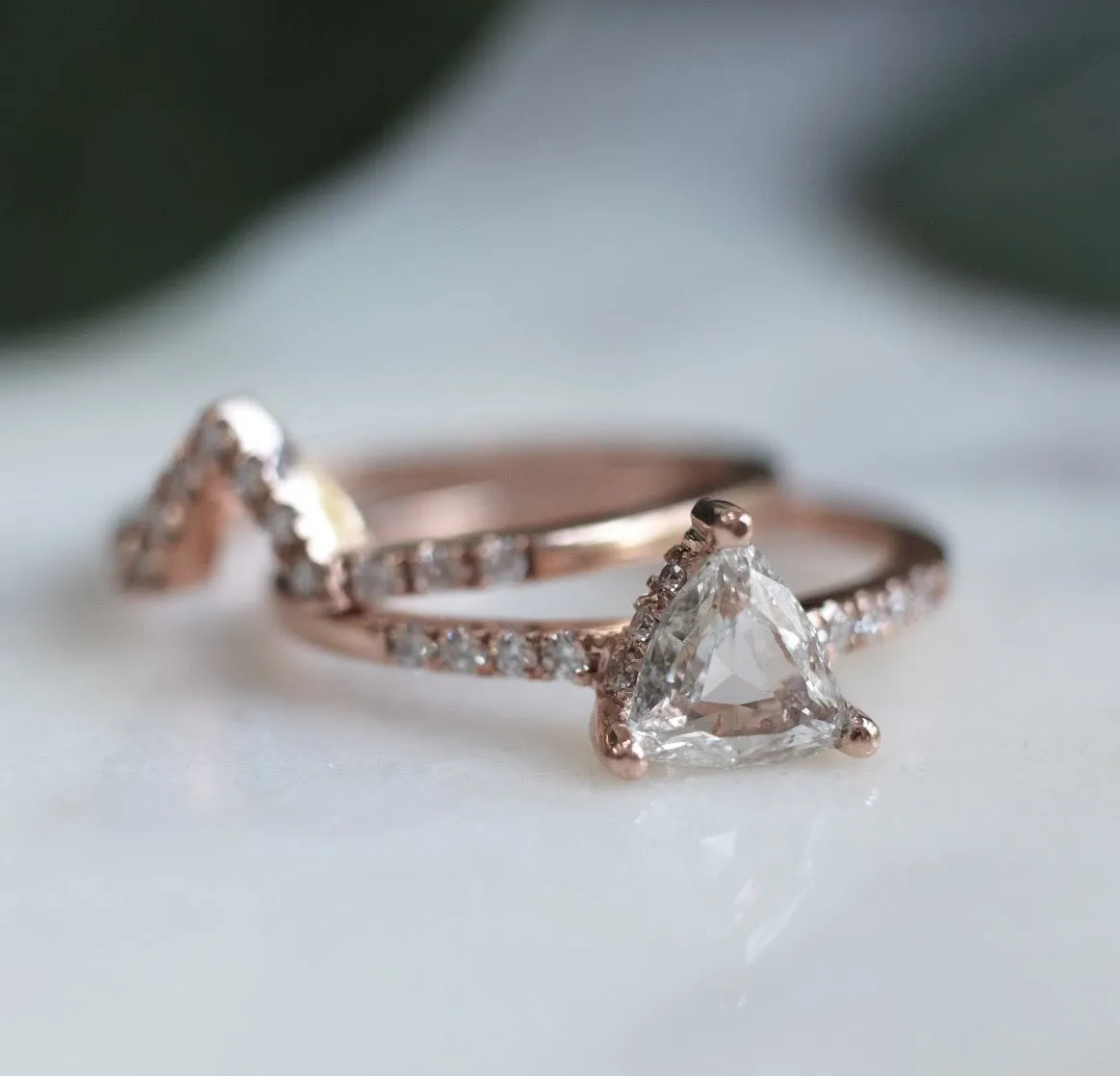 Half Eternity V Diamond Shadow Band, 14k Yellow Gold