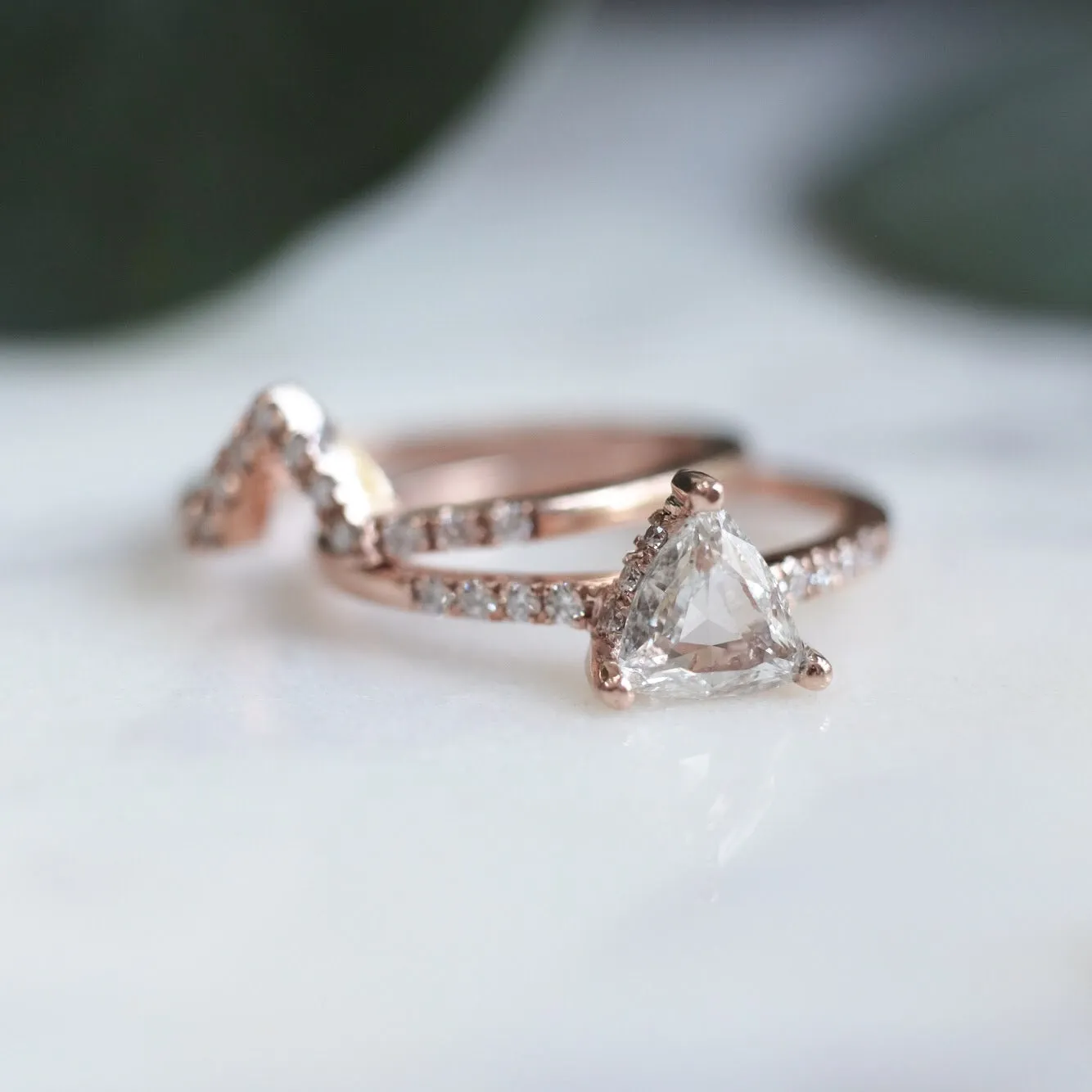 Half Eternity V Diamond Shadow Band, 14k Yellow Gold