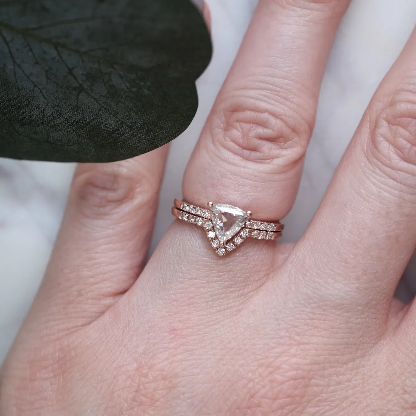 Half Eternity V Diamond Shadow Band, 14k Yellow Gold