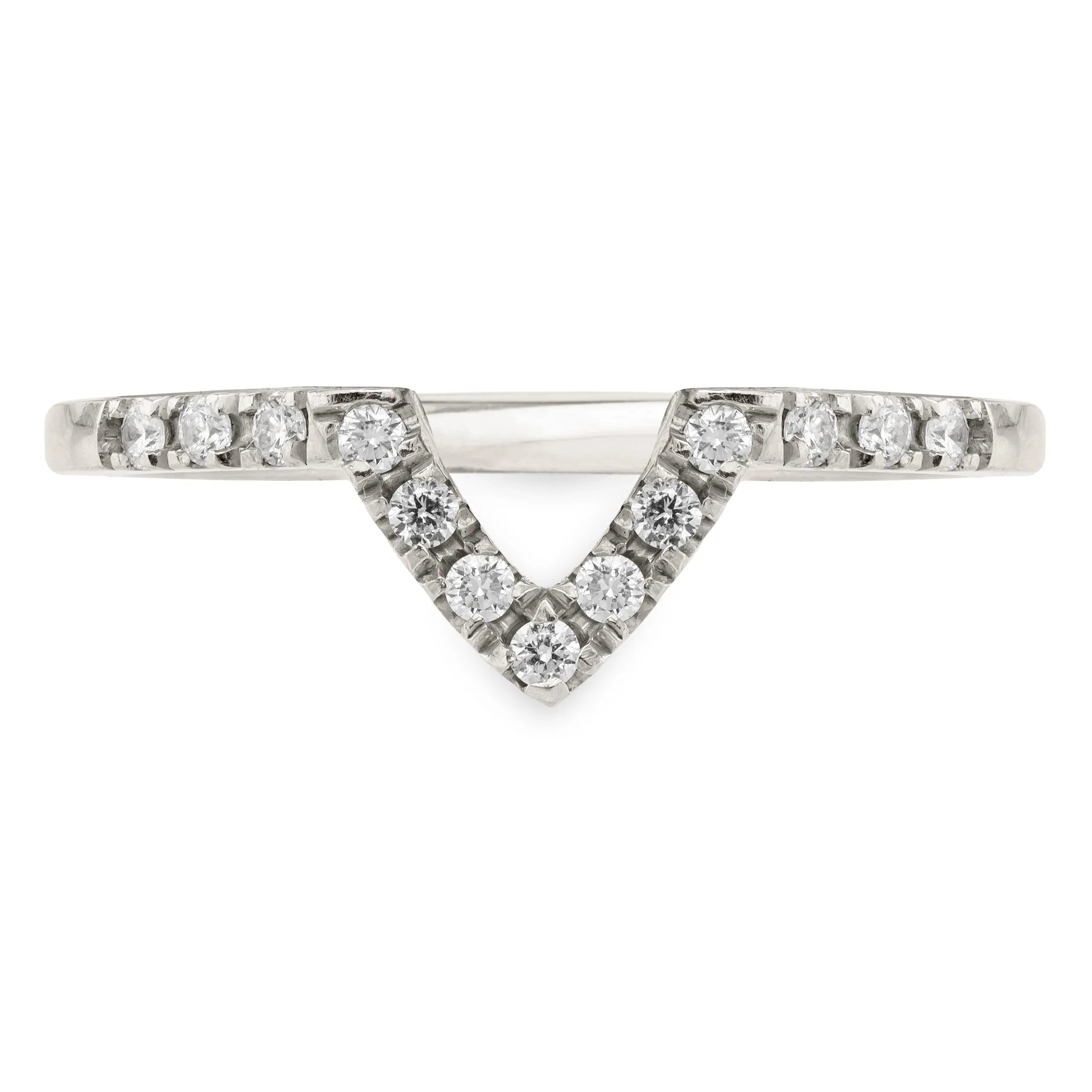 Half Eternity V Diamond Shadow Band, Platinum