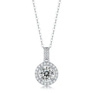 Halo Round Cut Moissanite Diamond Pendant Necklace