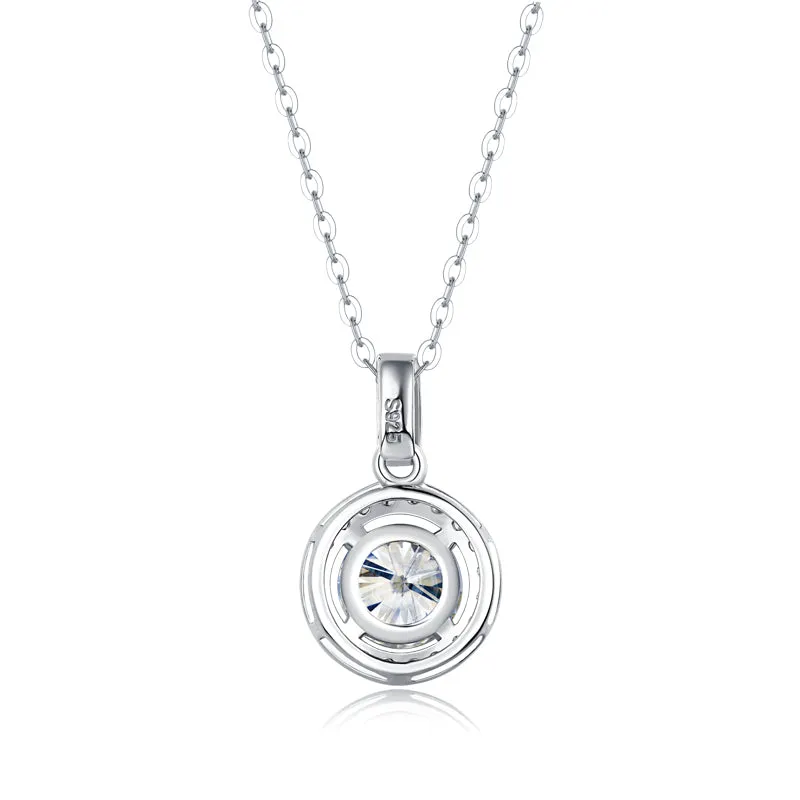 Halo Round Cut Moissanite Diamond Pendant Necklace