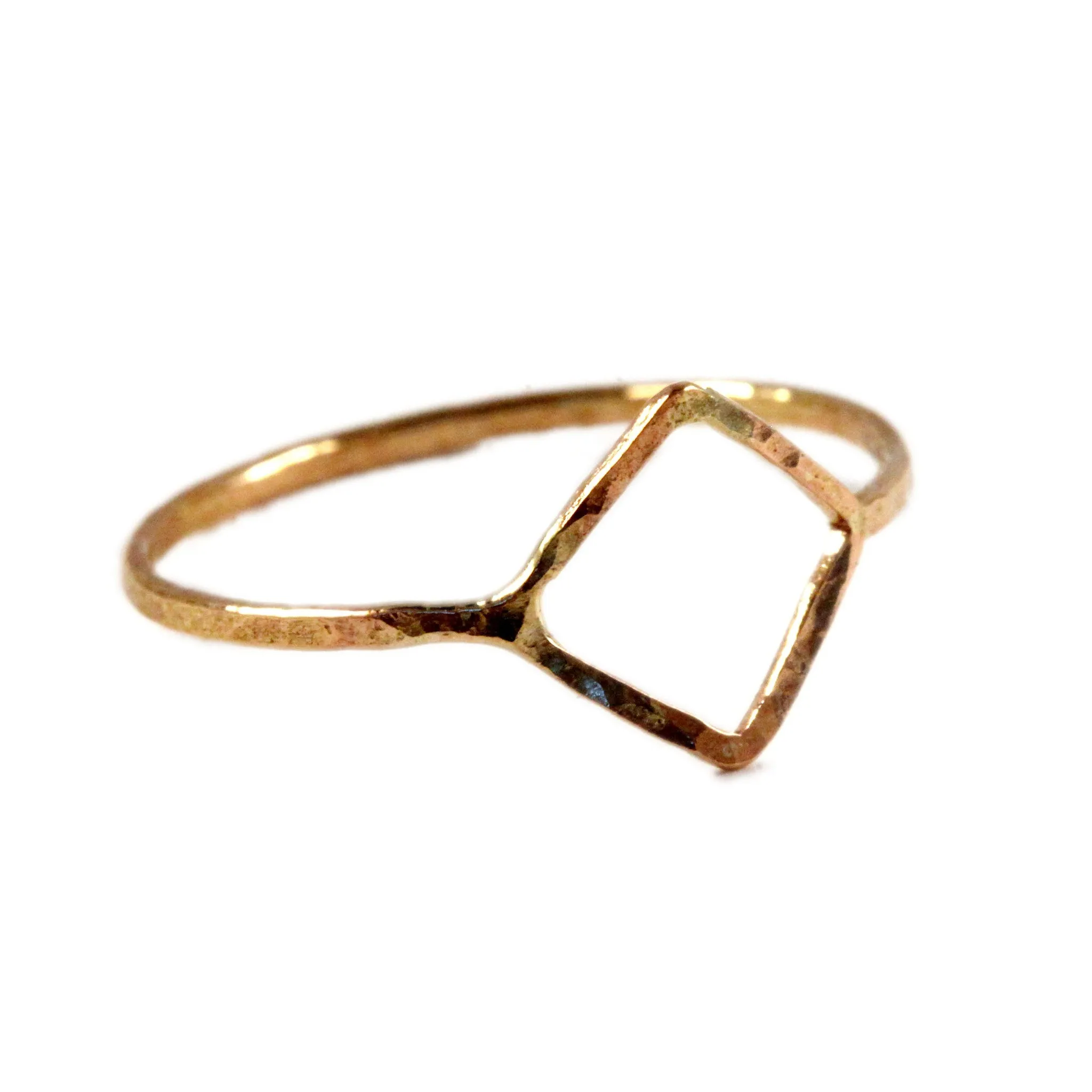 Hammered Diamond Shaped Ring
