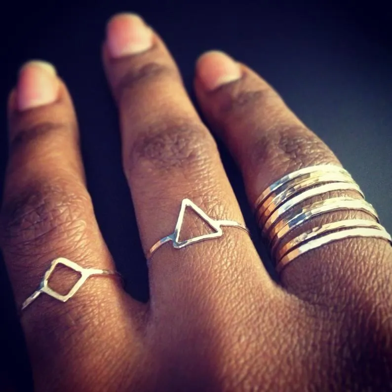 Hammered Diamond Shaped Ring