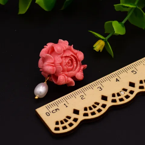 Handmade Pure 92.5 Sterling Silver Coral Pearl Studs