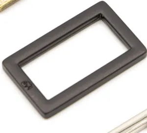 Hardware 1" Flat Rectangle Rings--Black Metal