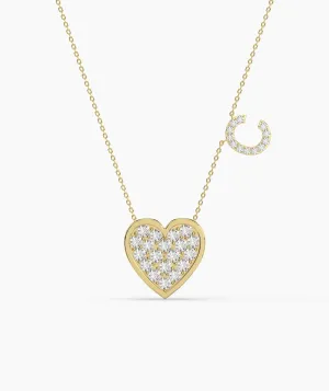 Heart and Crescent Diamond Necklace