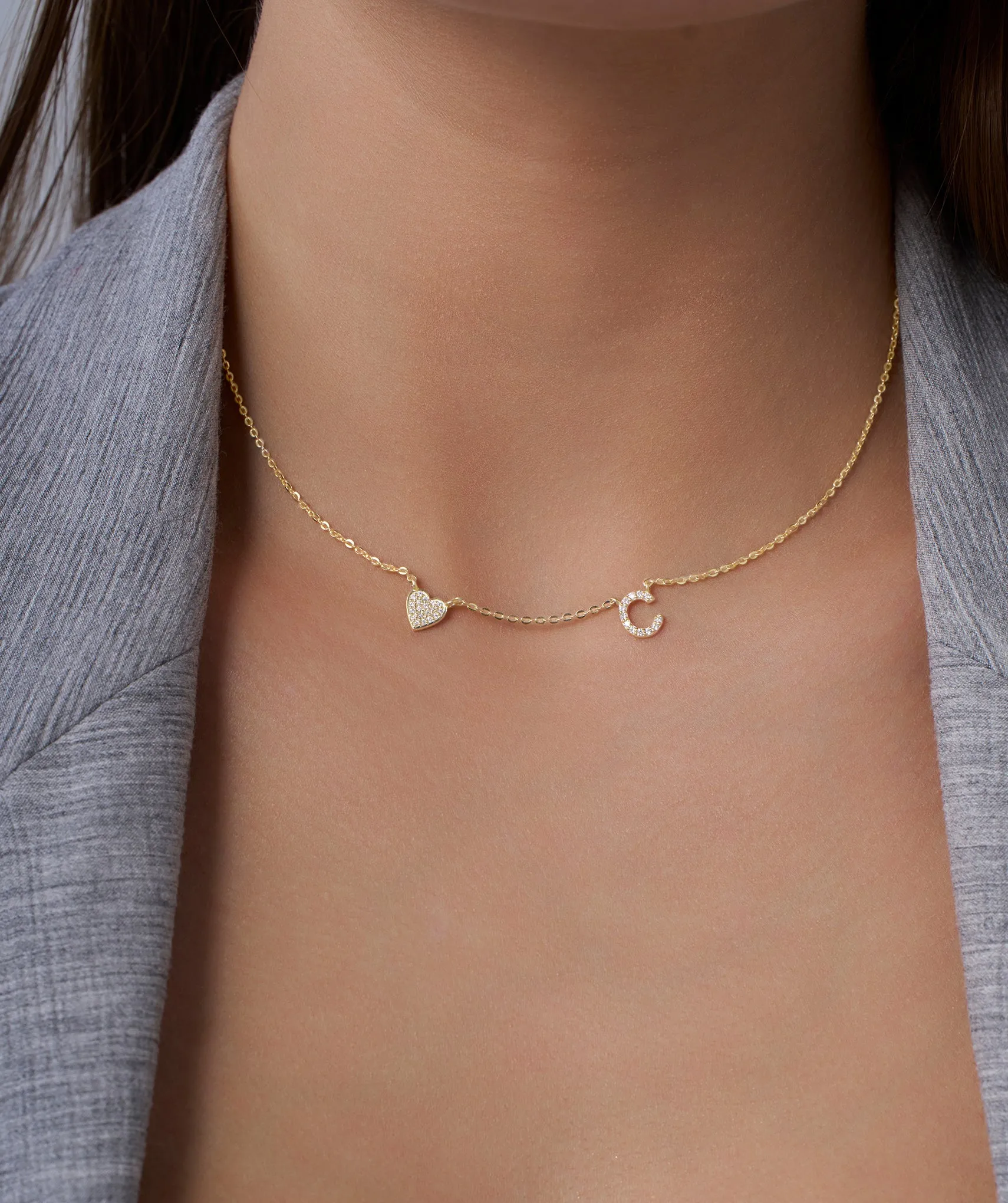 Heart and Crescent Diamond Necklace
