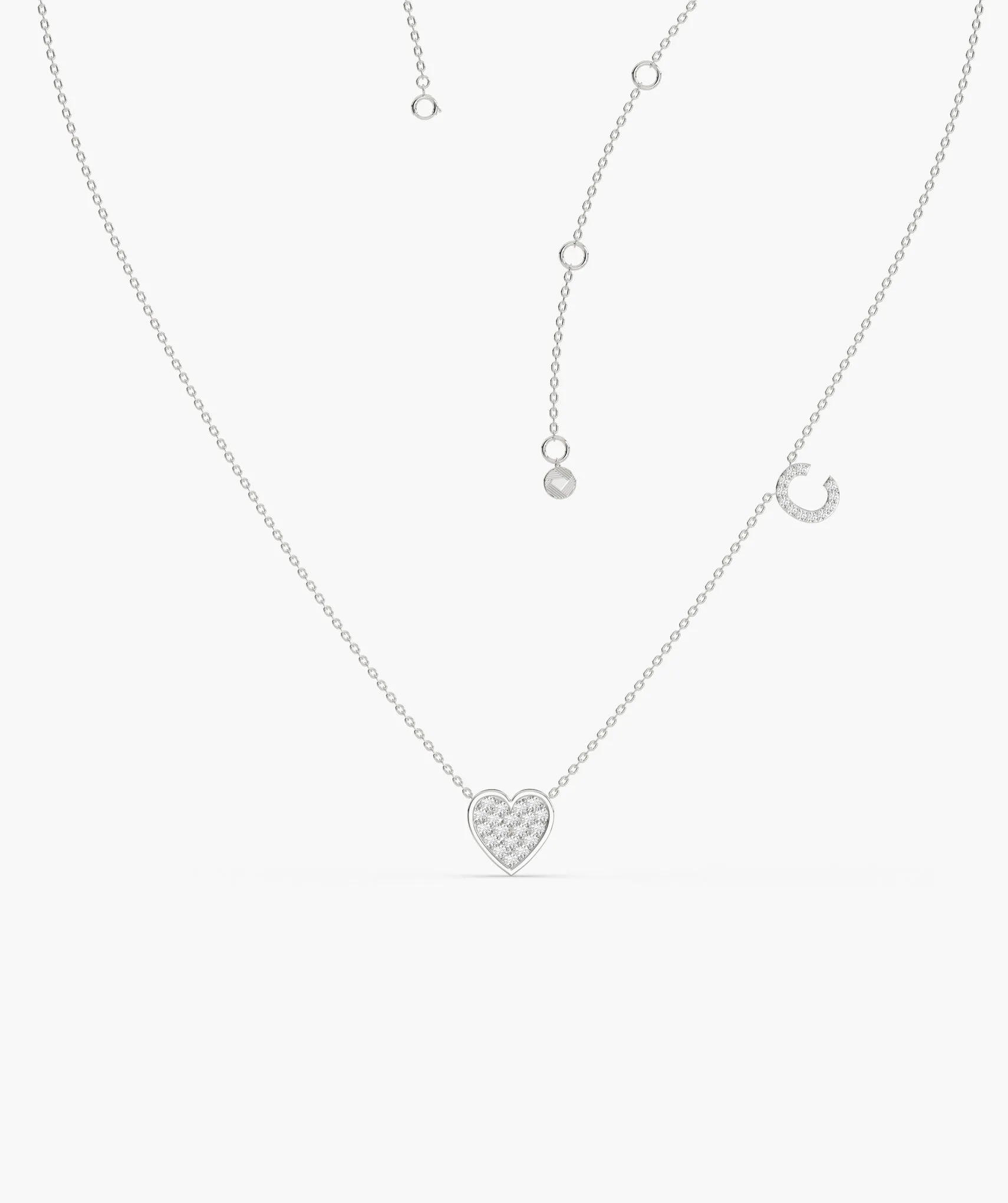 Heart and Crescent Diamond Necklace