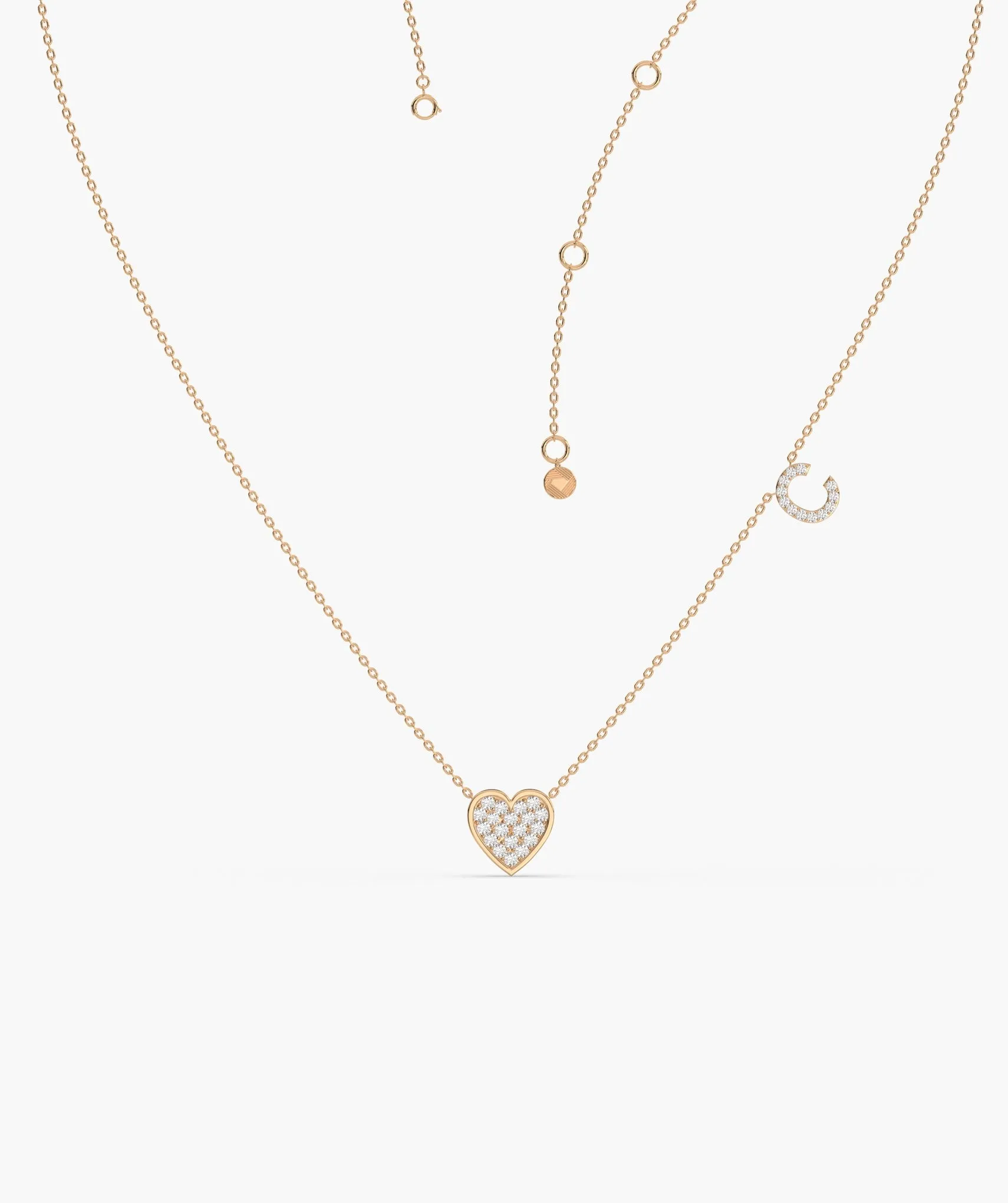 Heart and Crescent Diamond Necklace