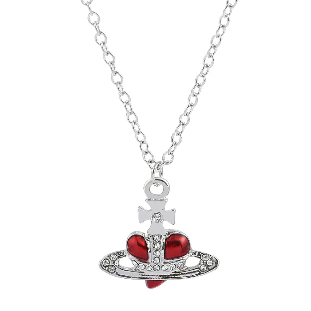 Heart Chain Necklace Rhinestone Pendant Vintage Jewelry